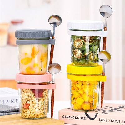 Contenant pour Porridge Overnight avec Couvercle et Cuillère 350ML Contenant Hermétique pour Flocons d'Avoine avec Balance Boîte de Rangement Portable pour Salade de Fruits et Aliments