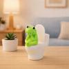 Cartoon Pig Desktop Ornaments PVC Toilet Frog Ornaments Adorable Pig Figurine  Gag Gift
