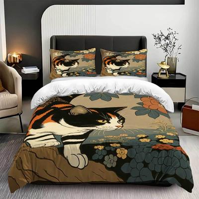 Black Cat2/3 Piecebedroom setChildren'sGift Teenagers Adulte Microfibre Double Bed Single Bed Duvet Cover with ZipRoom Decor