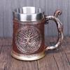 600ML Cup Universal Danegeld Tankard Mug Viking Unique Design Mugs Stainless Steel Insert Resin Beer Cup Party Halloween Gift