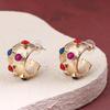 Multi Color Glass Inlay Metal Post Earrings For Women Vintage New Style Fashion Jewelry Daily Wear Accessories Gifts