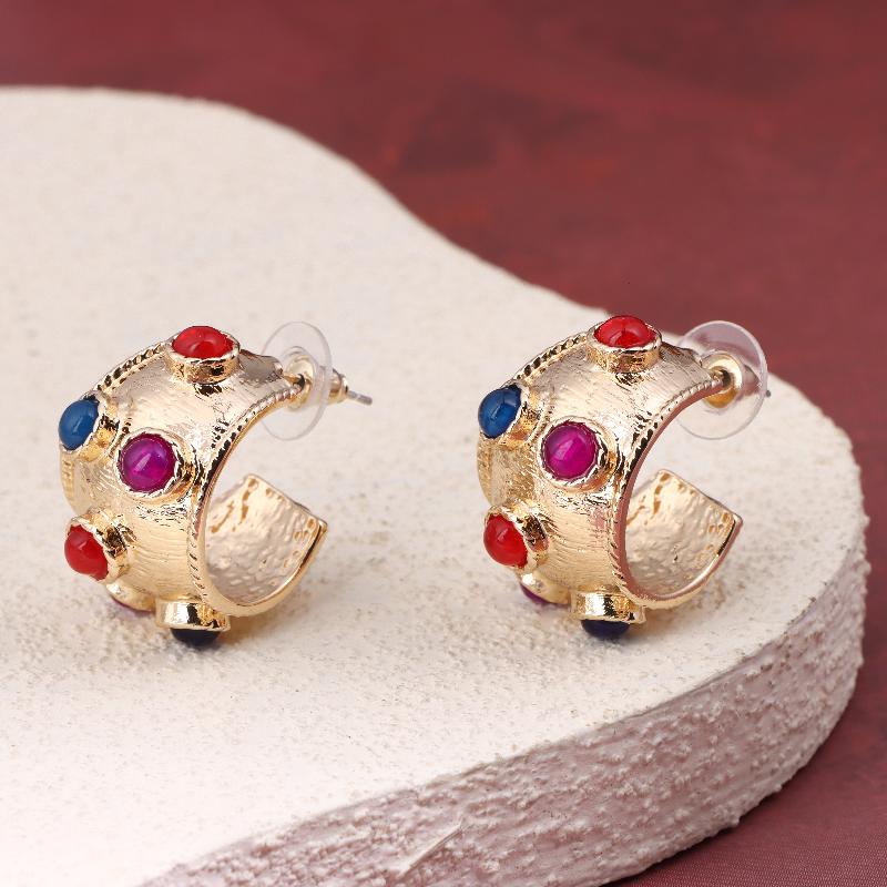 

Multi Color Glass Inlay Metal Post Earrings For Women Vintage New Style Fashion Jewelry Daily Wear Accessories Gifts 01