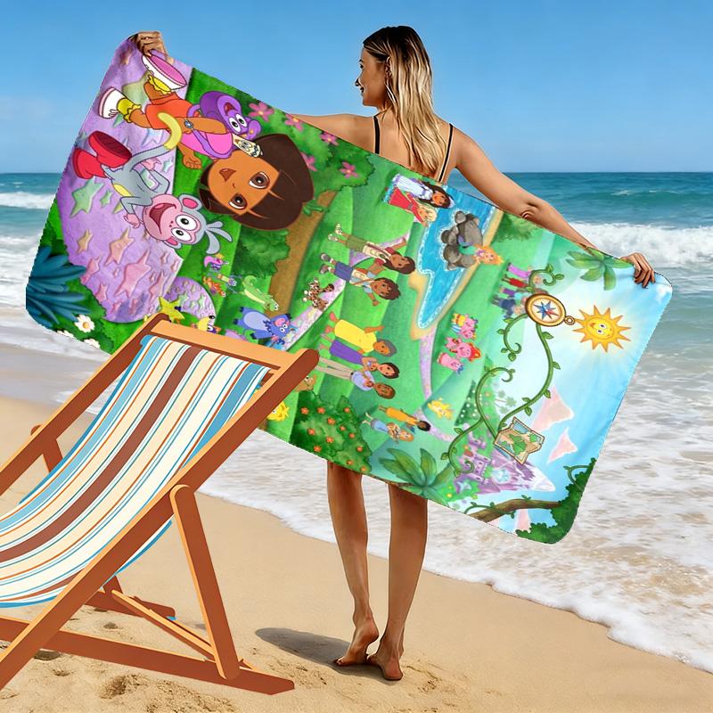 Explorer Dora Print Beach Towel, Large Soft Quick Dry Towel for Beach Camping Swimming