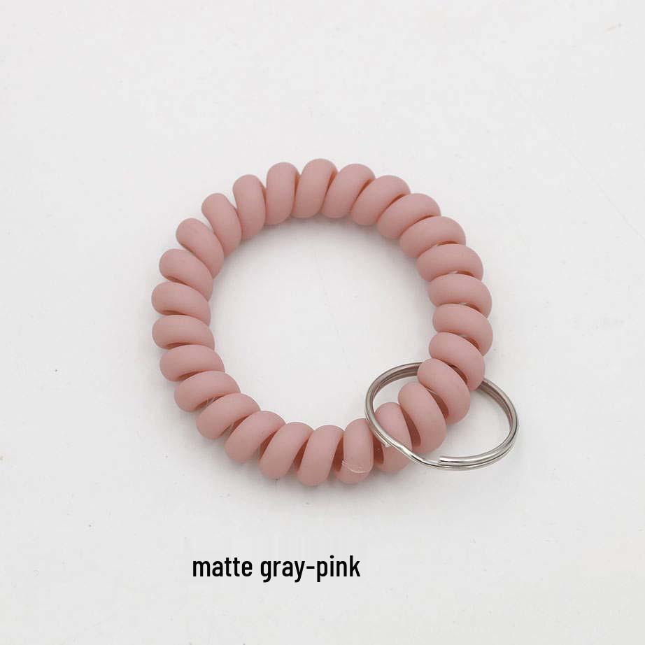 Matte Plastic Anti-Lost Spring Coil Cord Keychain and Hair Tie Bracelet