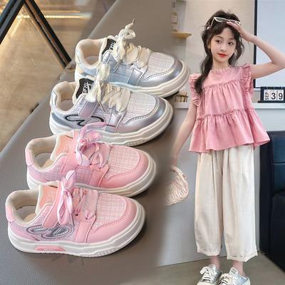 Mädchen Mode Board Schuhe 2025 Frühling und Herbst neue weichsohlige Kinder Sportschuhe atmungsaktive Freizeitschuhe mittelgroße und ältere Kinder Lauf