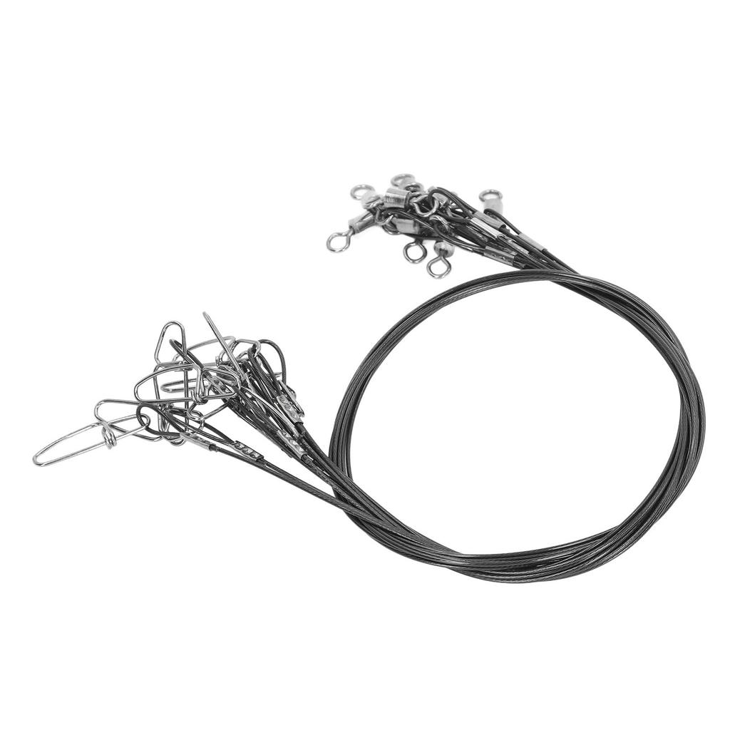 10Pcs 50cm Fishing Wire Rigs S Anti Bite Fishing Line S with Swivels Ine S