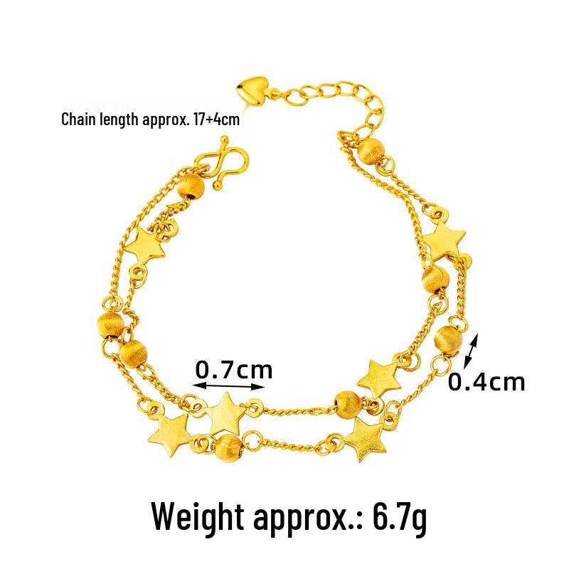 Vietnamese Sand Gold Double-Layer Cat's Eye Beaded Bracelet – Women's Trendy Light Luxury Jewelry