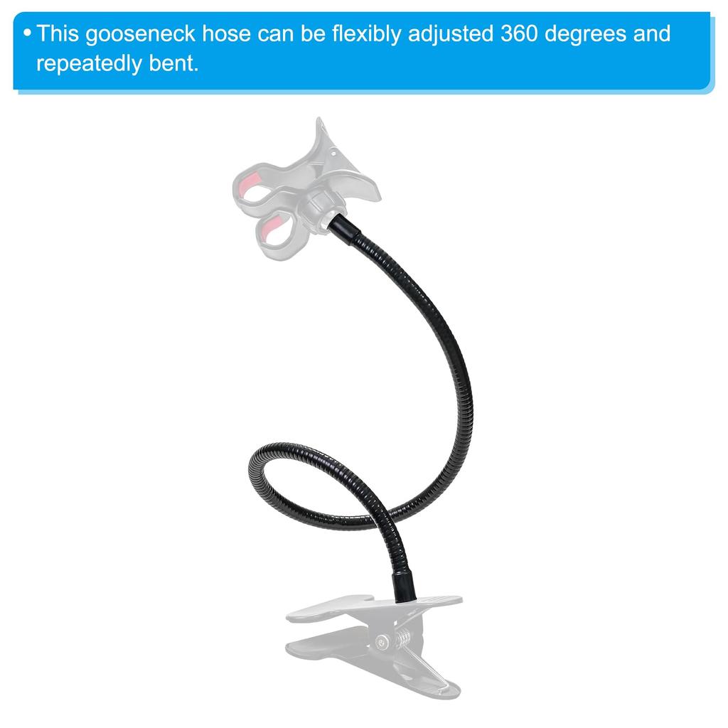 PATIKIL 48cm Microphone Gooseneck Thread Metal Universal Hose Flexible Arm Gooseneck Tube Extension Multifunctional DIY Black 16mm-27