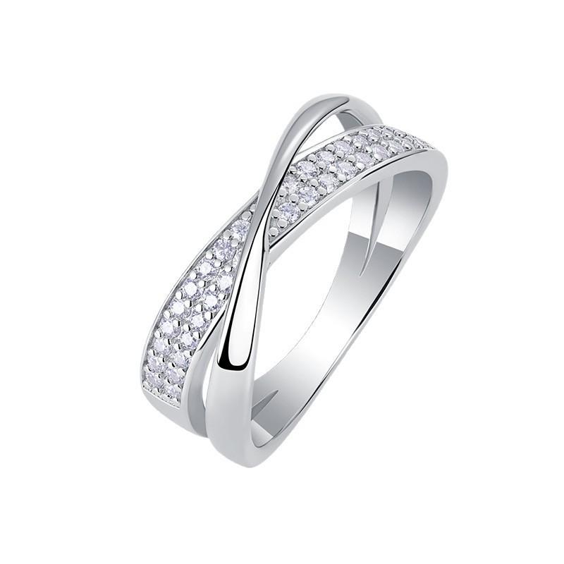 Elegant Minimalist Womens Sterling Moissanite Ring Geometric Design Fashion OL Style