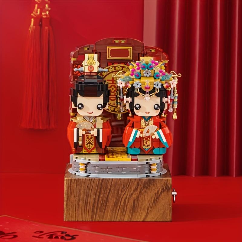 Unique Assembled Building Blocks Music Box Chinese Wedding Music Gift Decoration Perfect For Special Occasions