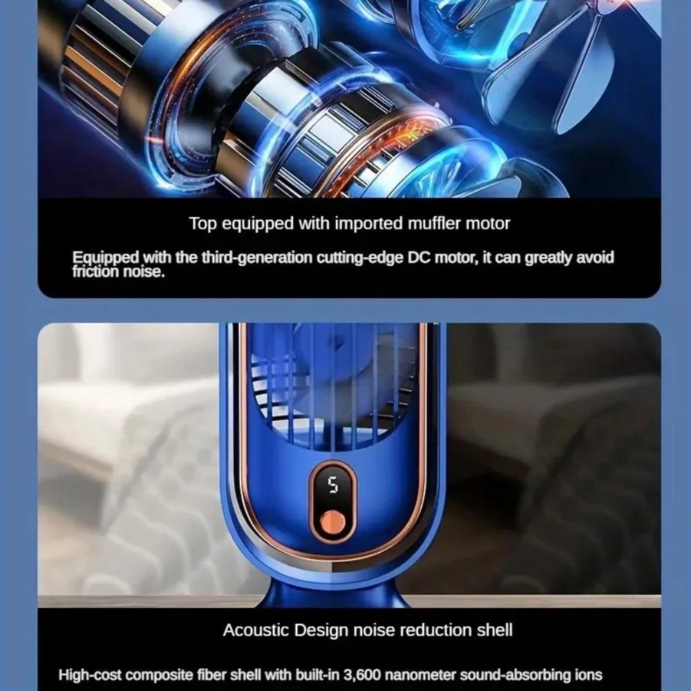 Large Battery Dual Motor Household Small Air Cooler, 5-speed Air Cooling Fan 360 ° Surround Air Blower, Portable USB Fan