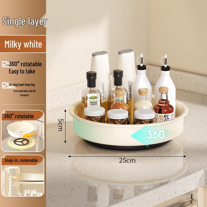 Rotating Kitchen Countertop Seasoning Rack: Multi-functional Oil, Salt, Sauce, Vinegar Storage Tray