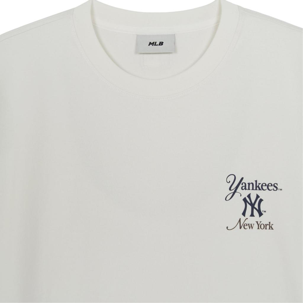 MLB New York Yankees Buchstabenlogo Pullover Rundhalsausschnitt Kurzarm T-Shirt Unisex Oberteile 3ATSB8163-50IVS