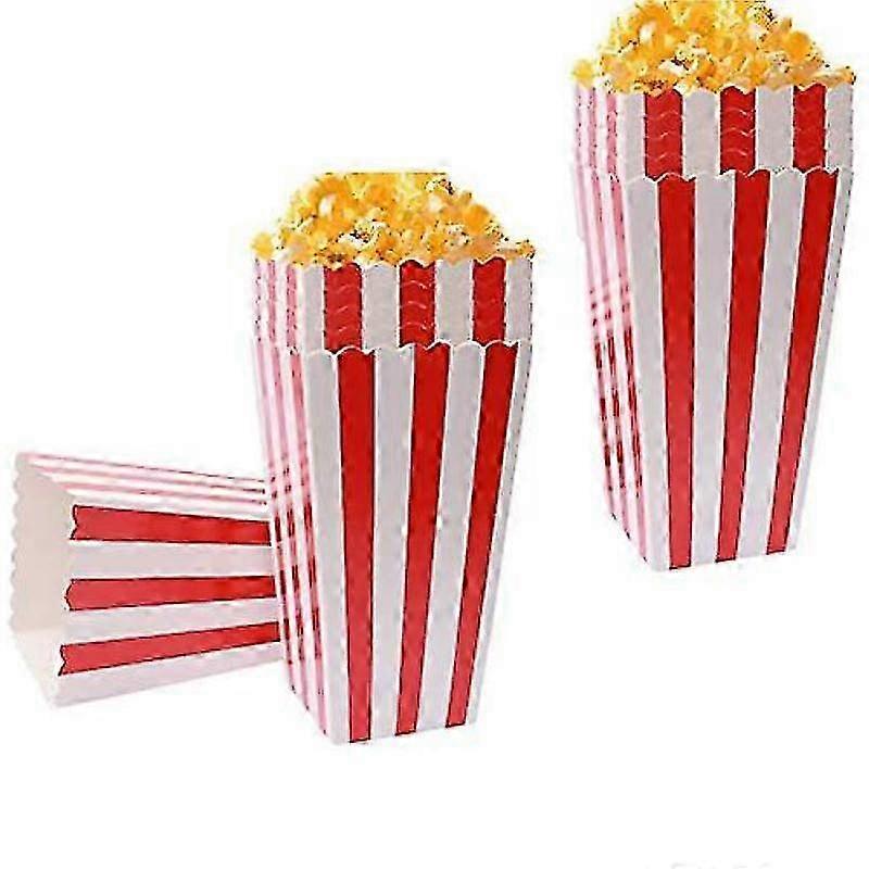 Barsinfi 50-Pack Popcorn Bags with Striped Paper Popcorn Boxes - Cardboard Candy Containers for Parties, Sweets & Kids Use