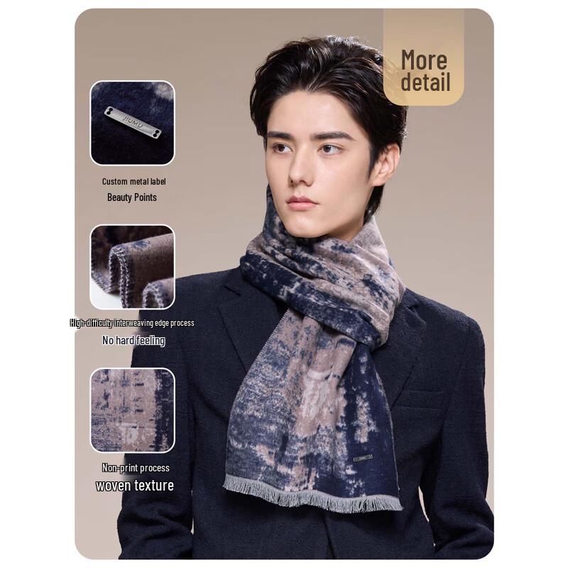 

JIUMU Мужской осенне-зимний шарф из тутового шелка One Size