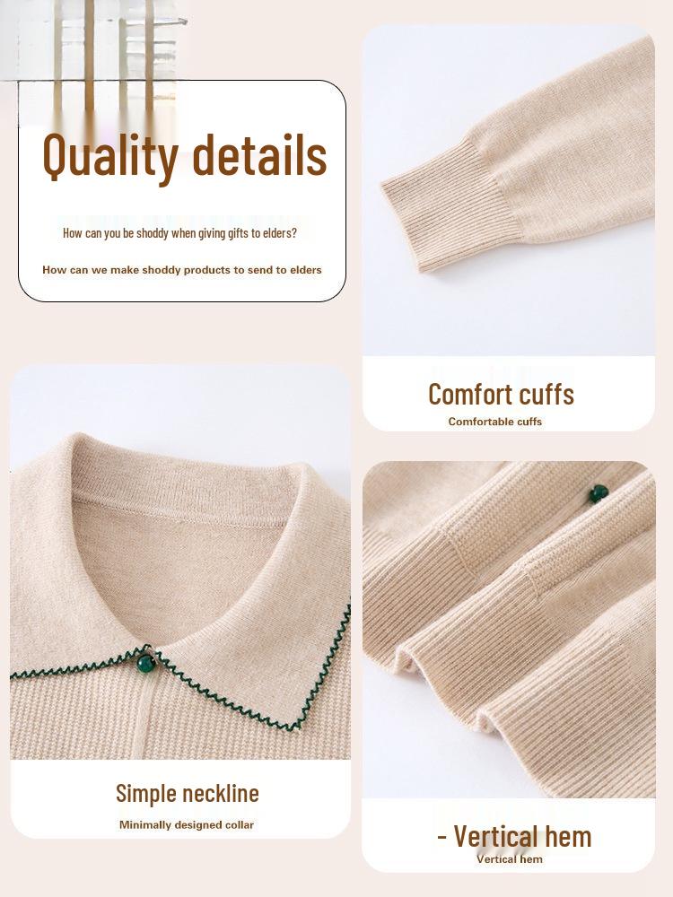 Elegant Autumn Knit Top & Sweater Set for Middle-Aged and Elderly Women