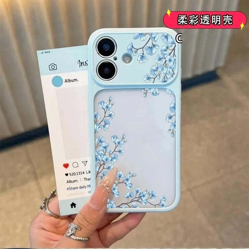 Blue flower branch is suitable for Apple 11/11Pro mobile phone case iPhone11/11/11 skin feeling acrylic 11 anti-drop.