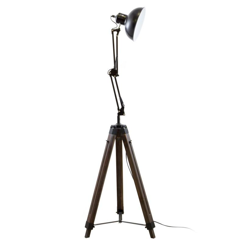 Gasoline - Office Vielli - Lampadaire Décoratif - Bois Et Métal - Pied 170 Cm - Abat-jour 20 Cm