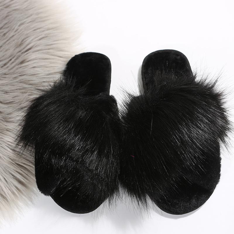 Women's Fuzzy Cross Slippers - Plus Size, Indoor/Outdoor, Autumn/Winter Warm
