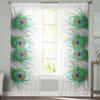 Peacock Feather Sheer Curtains For Living Room Window Transparent Voile Tulle Curtain Bedroom Drapes Home Decor