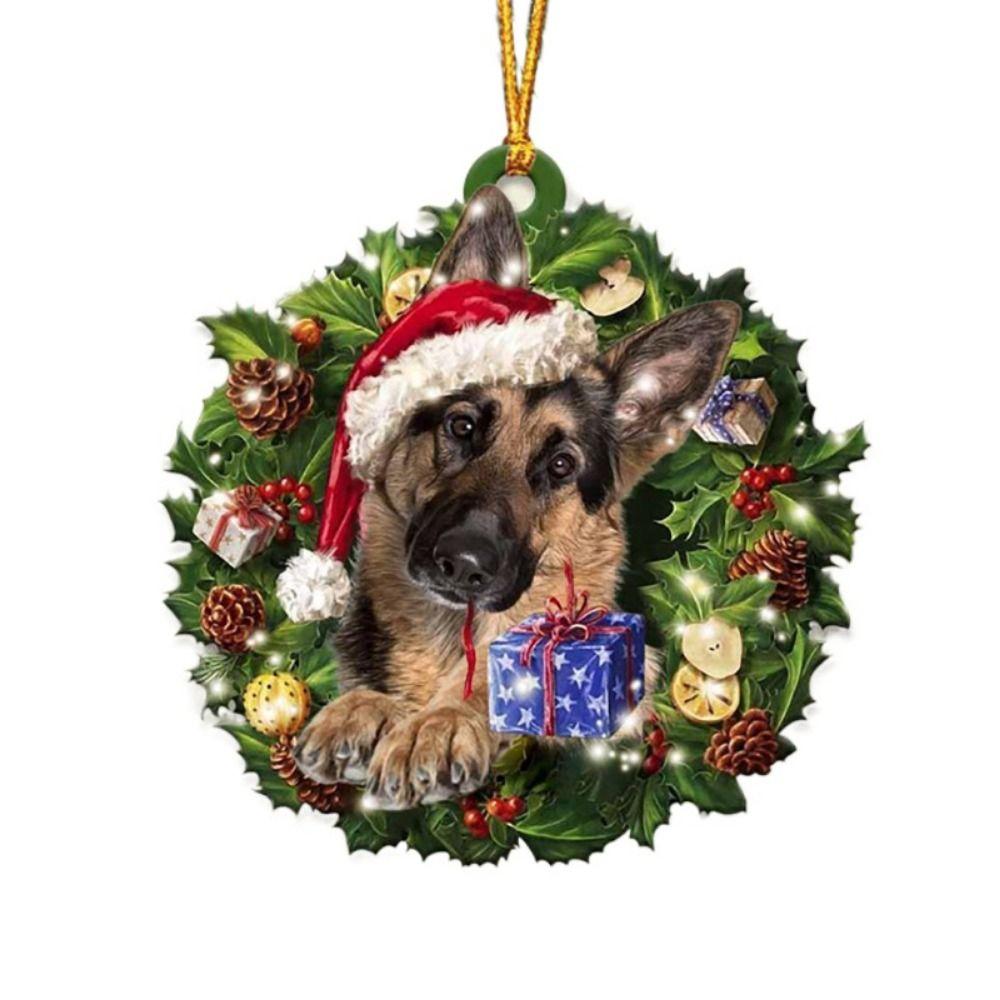 2D Weihnachtshund Acryl Anhänger Hängender Acryl Weihnachtsbaum Anhänger 8cm Dekorative Weihnachtshunde Schmuckstück Fenster