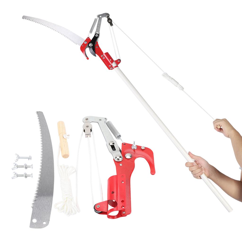 Tesoura de Poda de Alta Altitude, Cortador de Galhos Altos com Polia Podador de Árvores sem Cabo Aparador de Árvores Aparador de Sebes com Corda de Nylon Espessa para Jardinagem