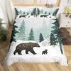 Rustic Bear Duvet Cover Twin Queen Size, Hunting Wild Animal Comforter Cover Wildlife Bedding Set for Kids Teens Adult Bedroom