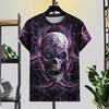Summer Round Neck 3D Skull Print T-shirts Fashionable Casual Short Sleeved Men's T-shirts