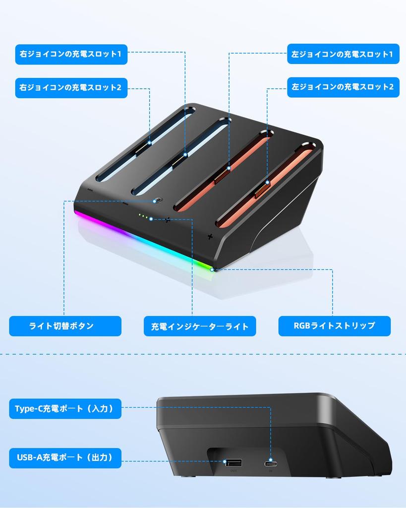 Switch 2 Joycon Compatible Charging Can Charge Up To 4 Switch 2 Controllers High Speed Magnetic 10 RGB Light Safety Cable Included Dock,