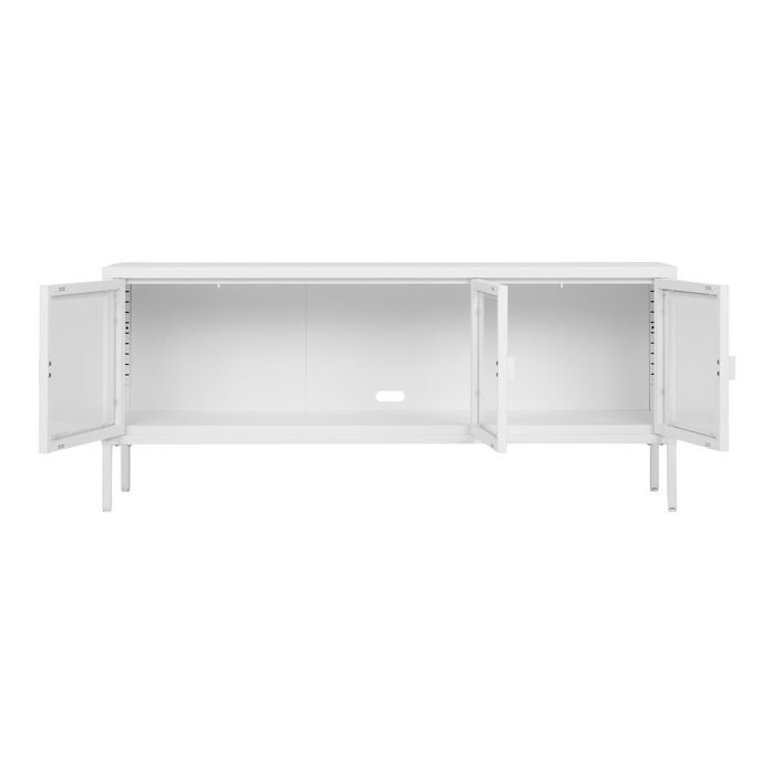 Meuble TV - HOUSE NORDIC - KUBIX - Métal blanc - 3 portes vitrées - 130x40x55 cm