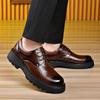 2025 Italian Brand Men's Thick Soled Formal Shoes Interview Business Casual Shoes Classic Brown Men's Banquet Leather Shoes