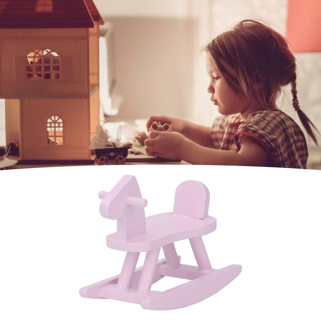 1:12 Scale Doll House Rocking Horse Doll House Wooden Rocking Horse Simulation Cockhorse for Doll House Accessory