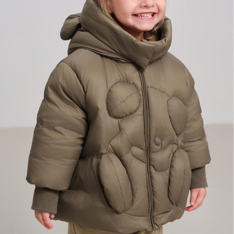 Cute Bear Down Jacket New Winter Children's Warm White Duck Down Jacket