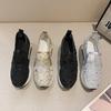 Fashion Female Wedge Shoes Sequin Mesh Breathable Shoes Women Gold Silver Platform Sneakers Women Height Increasing Wedges Shoes Casual