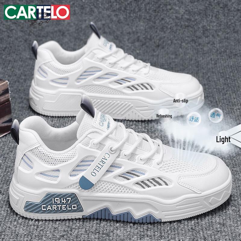 CARTELO Men s 2026 Summer Mesh Breathable Thick-Soled Casual Board Shoes 42