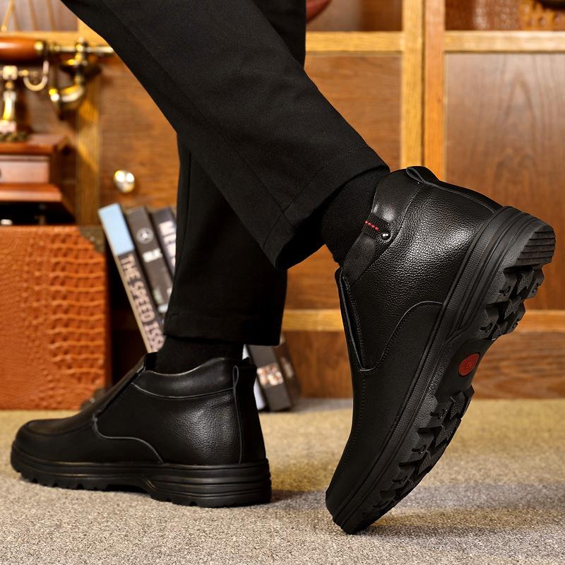 

Хлопковая обувь зима новая повседневная высокая сникерсы зимние ботинки мужские бархатные теплые хлопковые туфли кожаные папины туфли 44