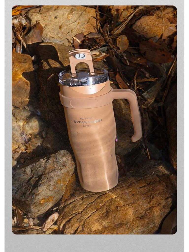 SITARAYURI Eisthermoskanne aus Edelstahl mit großem Fassungsvermögen und Strohhalm