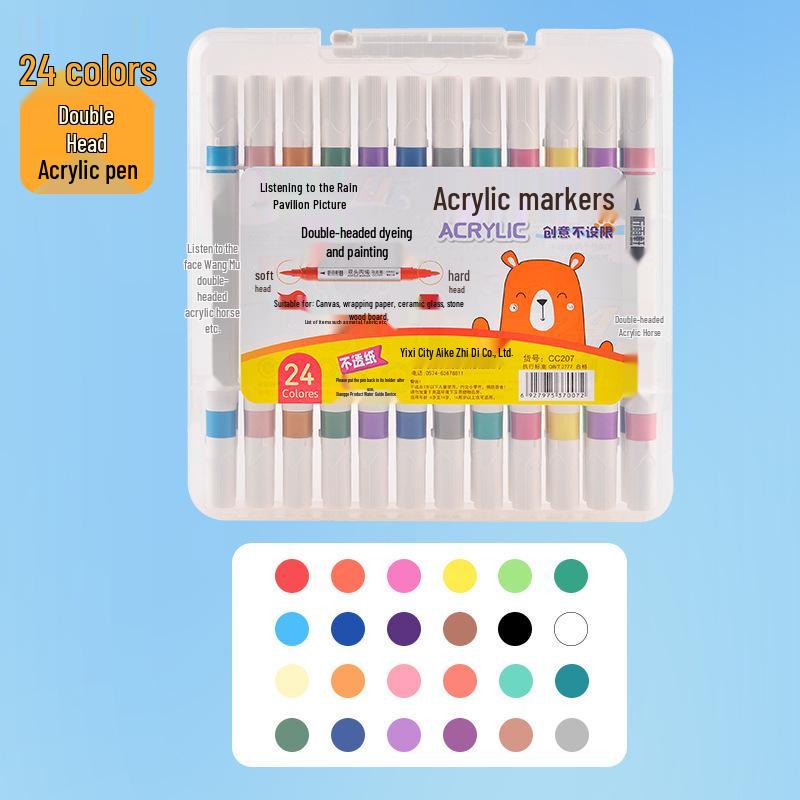 Tingyuxuan 207 Double-Ended Acrylic Marker: Water-Based, Waterproof, DIY Graffiti Pen for Kids and Students