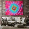 Vibrant Pink Blue Fractal Mandala Psychedelic Art Wall Tapestry Machine Washable All Season Decor Print Home Elevate Your Space