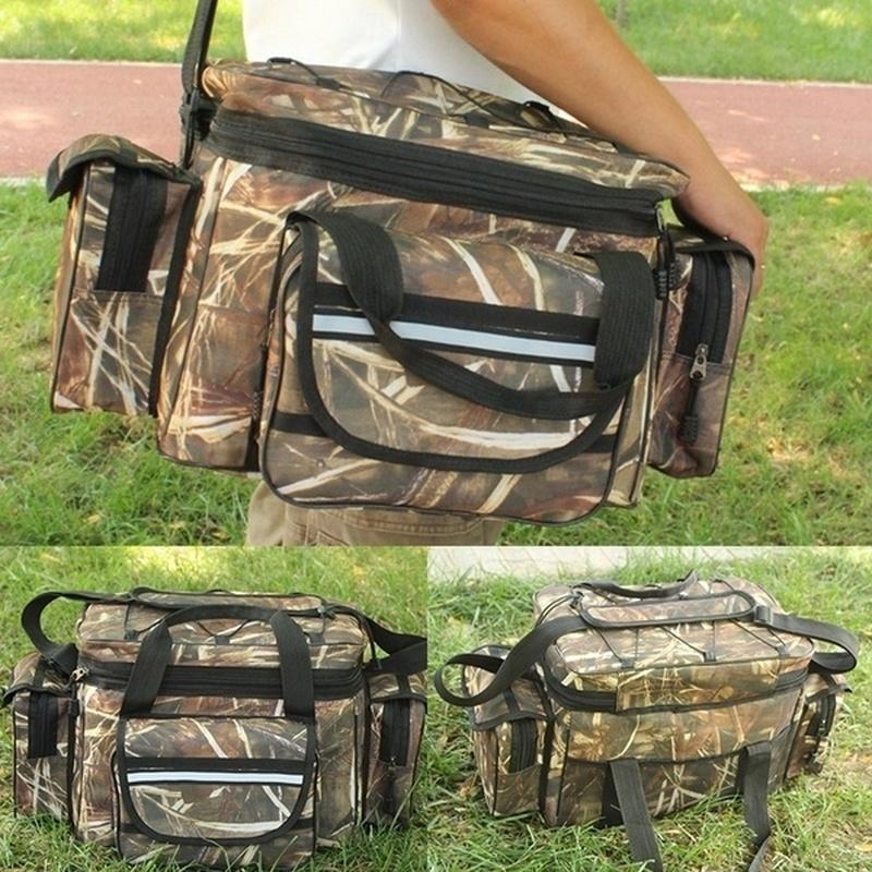 Shoulder Strap Gear Storage Pockets Large Fishing Tackle Bag Case Lure Boxes