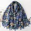 Spring Fashion Retro Poppy Floral Tassel Viscose Shawls Scarf Women High Quality Soft Hijab And Wrap Muslim Sjaal 180*90Cm