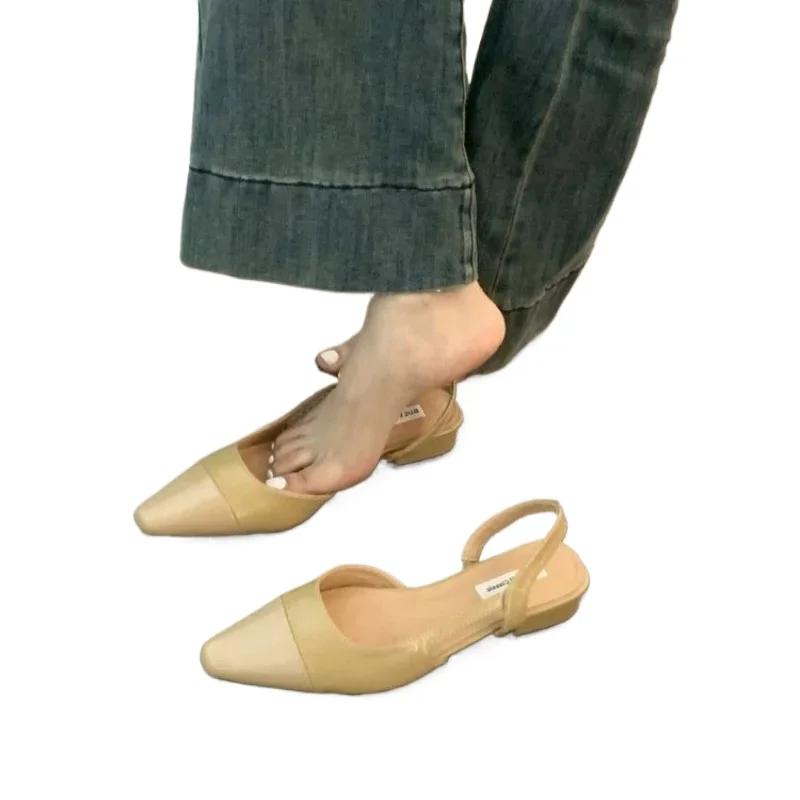 Low Heel Toe Sandals for Women's New Summer French Pointed Low Order Shoes, Fashionable and Gentle Style Sandals