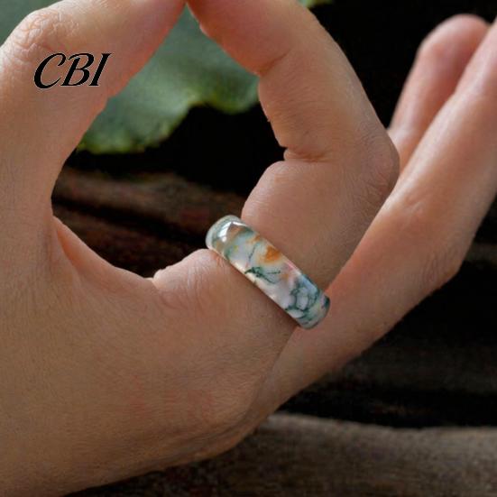 Hypoallergener Fingerring Falscher Natürlicher Moosachat Ring, Falscher Edelstein Statement Heilende Naturinspirierte Schmuckstein für Männer Frauen Band