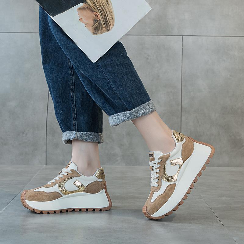European Station Platform Forrest Gump Shoes Women's  New Breathable Inner Height Increase Sports and Leisure Shoes