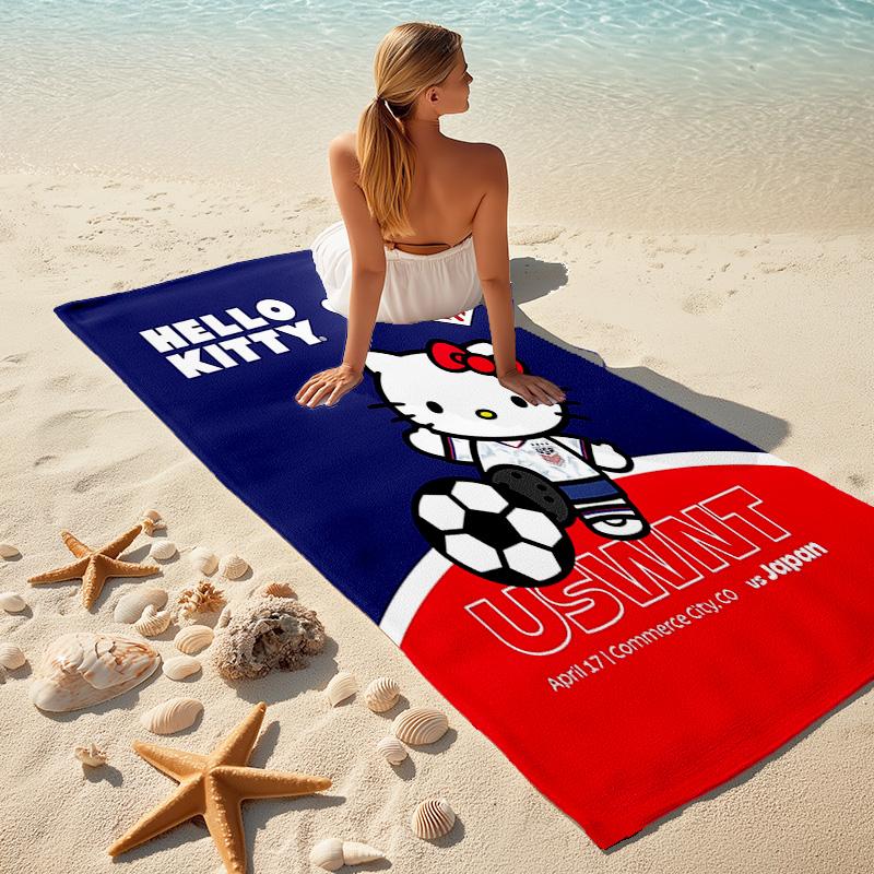 1pc Kitty Soccer Match Cartoon Quick Dry Microfiber Bath Towel for Swimming Surfing Camping Unisex Holiday. SJT7201194