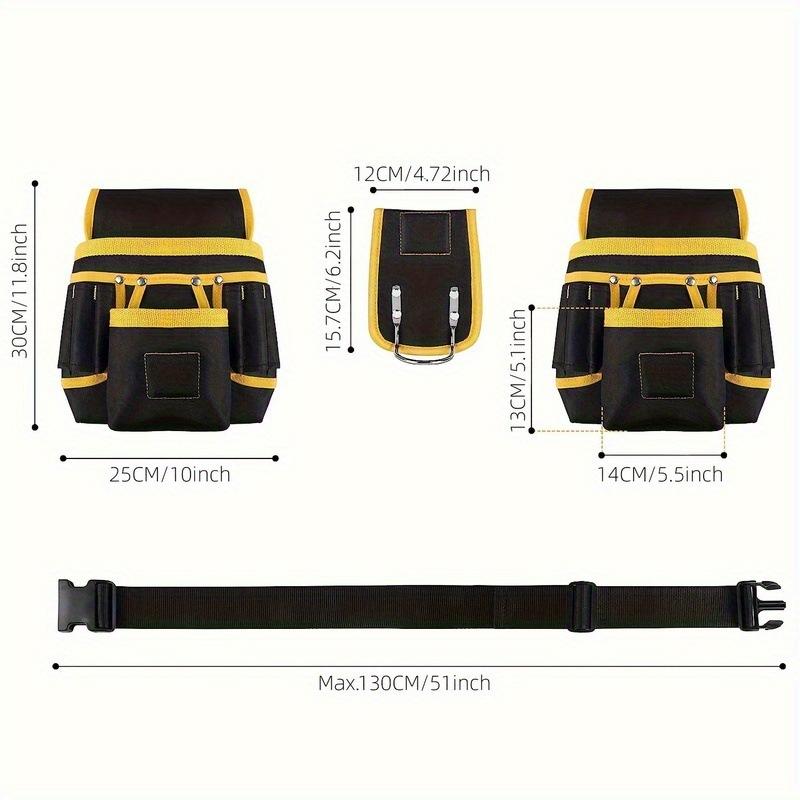 Thickened Canvas Electrician Tool Belt Multi‑Purpose Storage Pouch with 3 Magnets Work Accessories