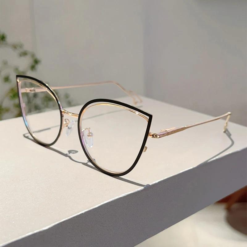 KAMMPT Oversized Cat Eye Glasses Women New Stylish Blue Light Blocking Optical Frames Trendy Sweet Fashion Vintage Decor Eyewear