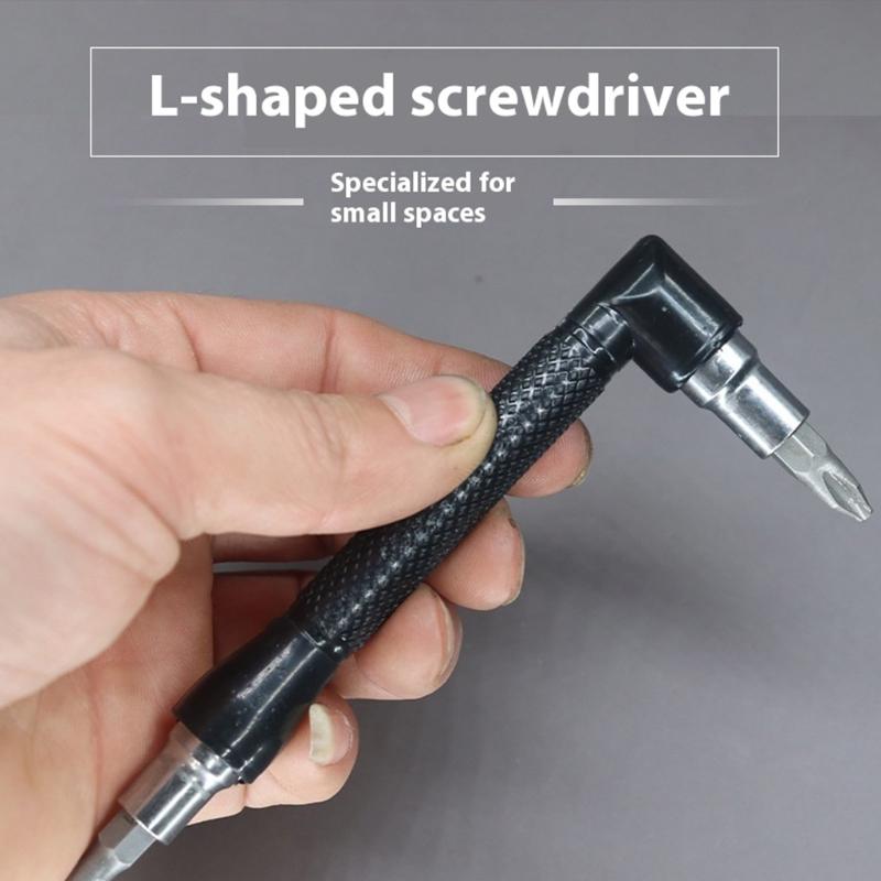 36 Teeth Right Angle Magnetic Tip Ratcheting Screwdriver with L Shape Socket Wrench and Bits Set For Tight Space Repairs