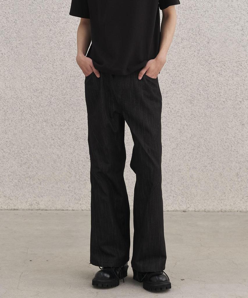 SENTAIR Dart Wide Flare Cotton Pants_Black