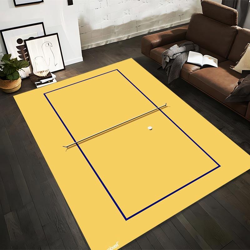 

Minimalist Badminton Court Design Carpet in Yellow with Blue Lines Suitable for use as an anti-slip for living room bedroom sofas 40x60cm( 15x23in )